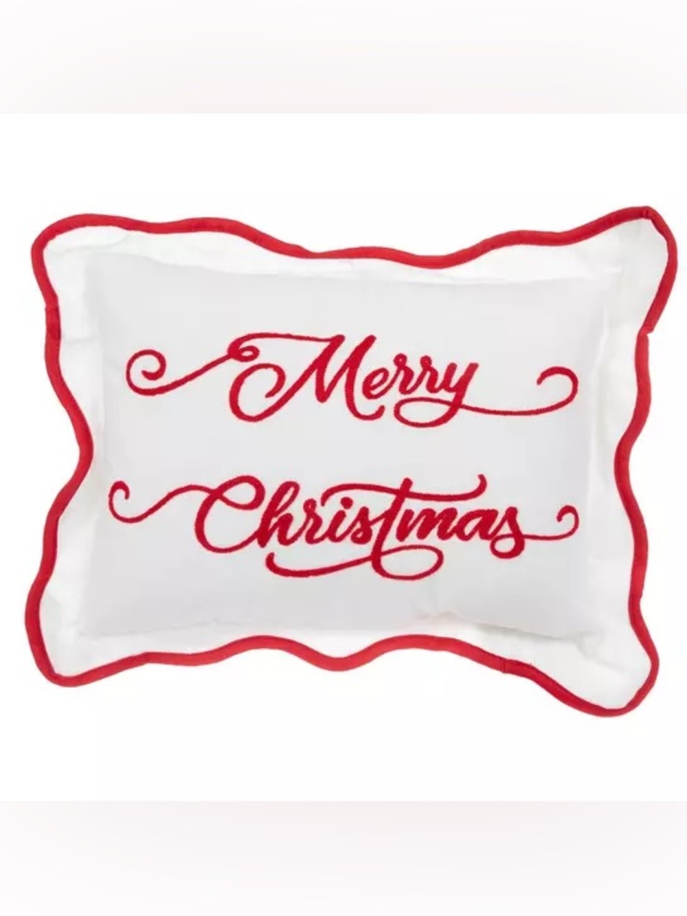 Merry Christmas Scalloped Edge Pillow